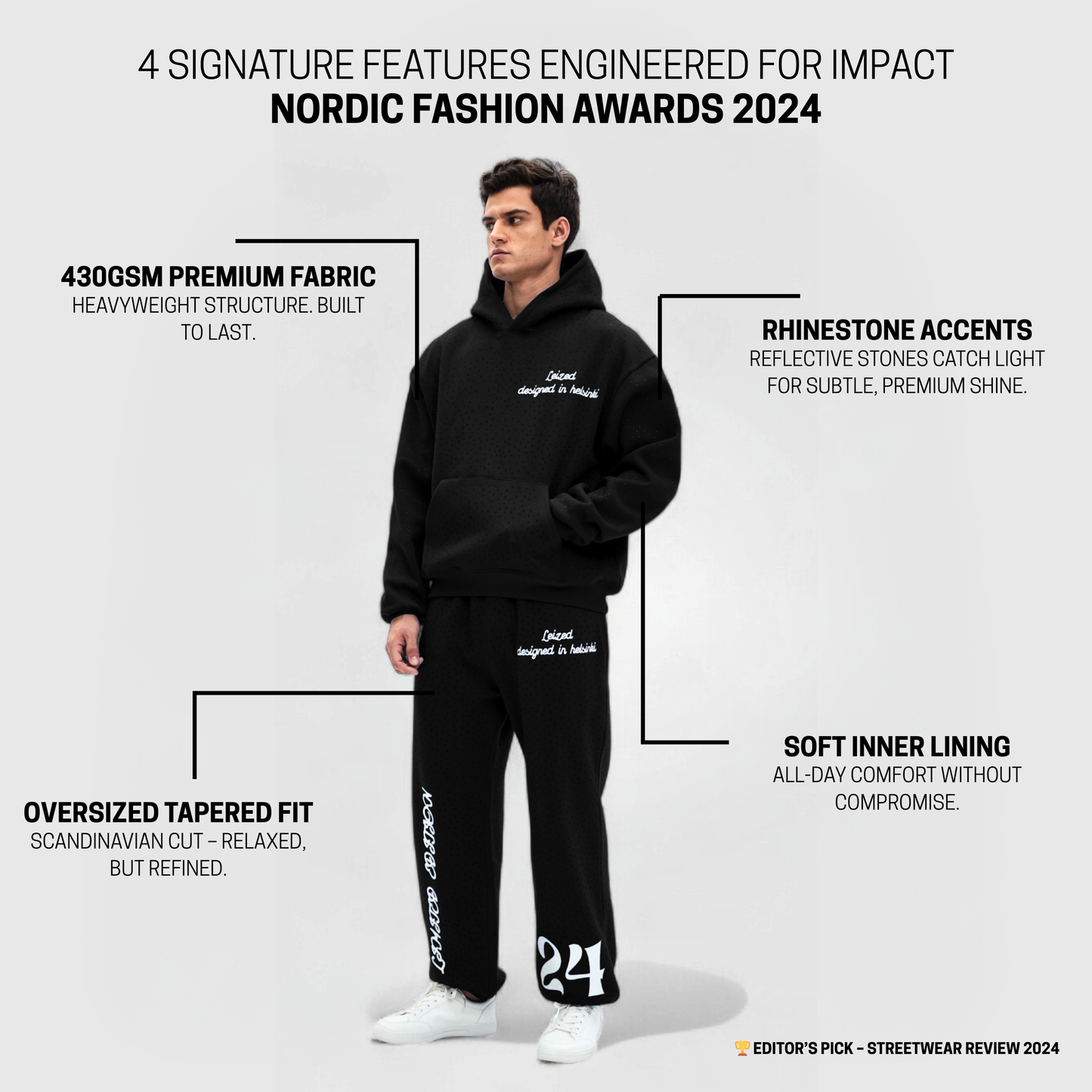 TIMELESS RHINESTONE JOGGER - BLACK