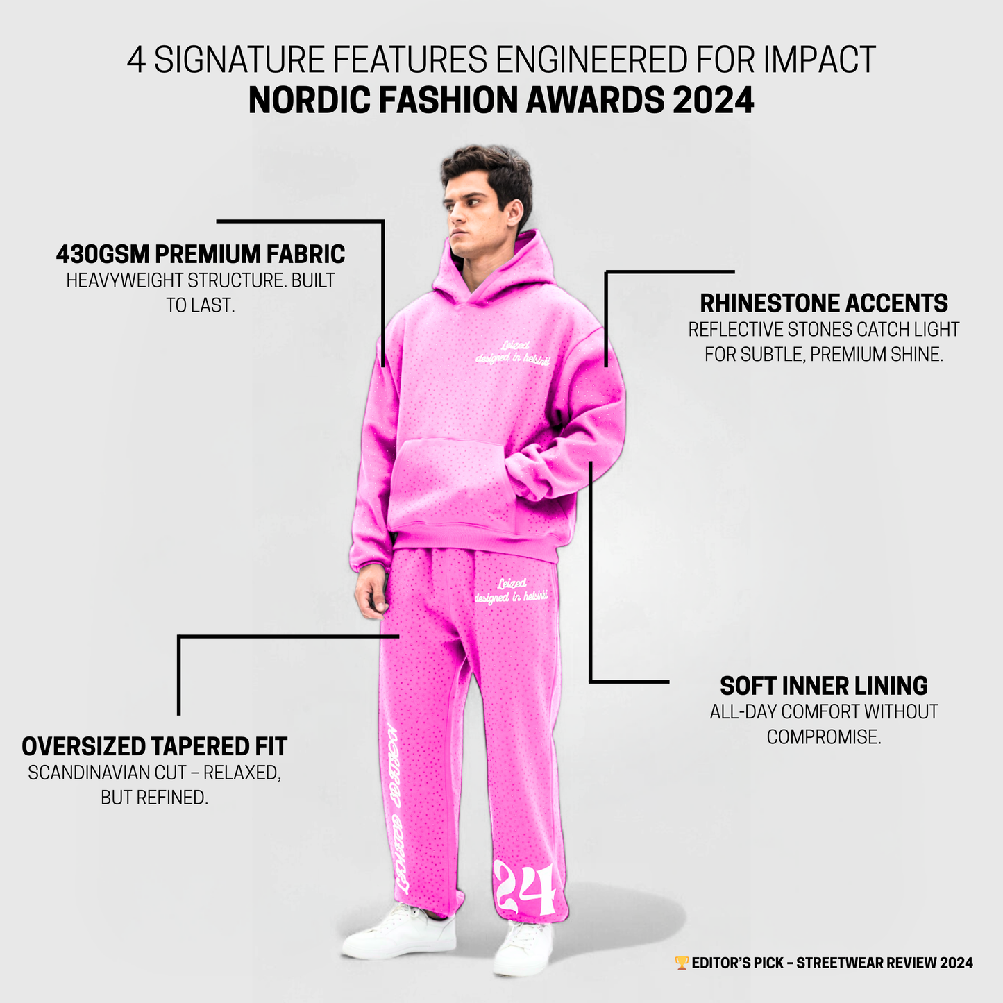 TIMELESS RHINESTONE HOODIE - PINK