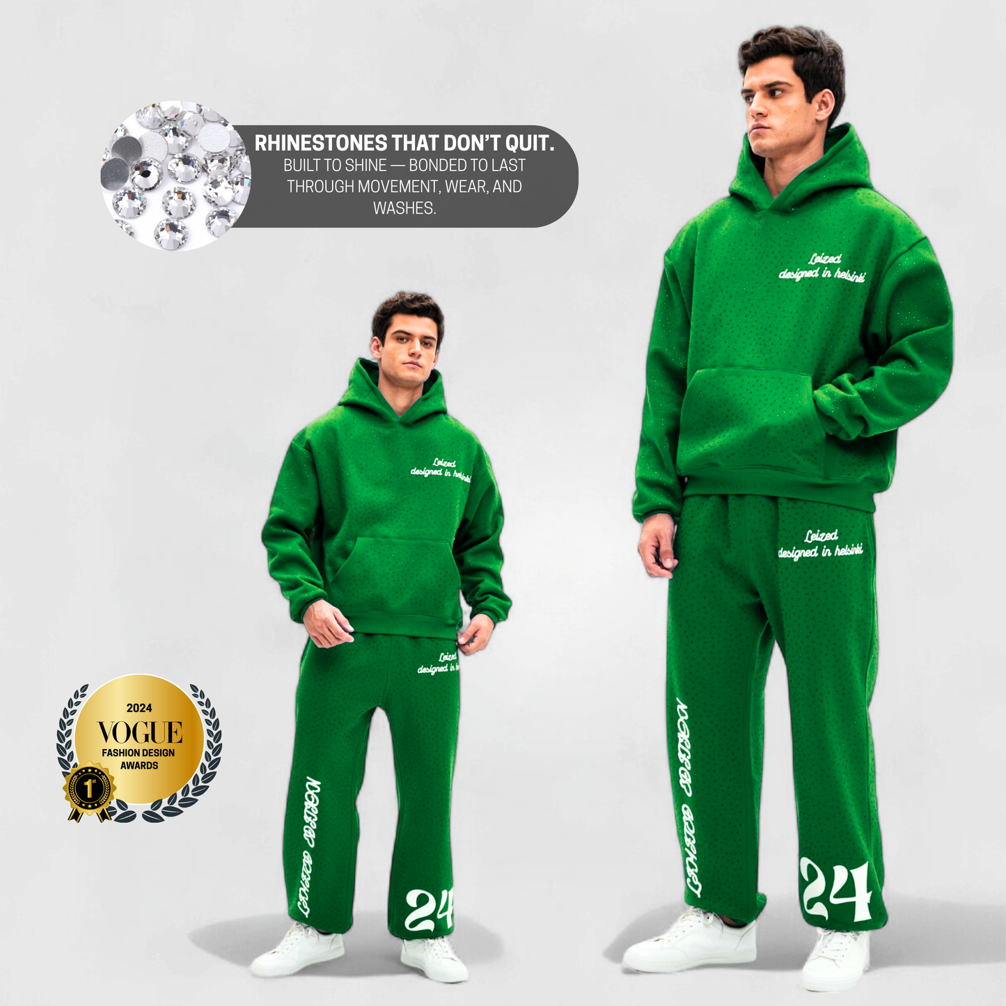 TIMELESS RHINESTONE JOGGER - GREEN