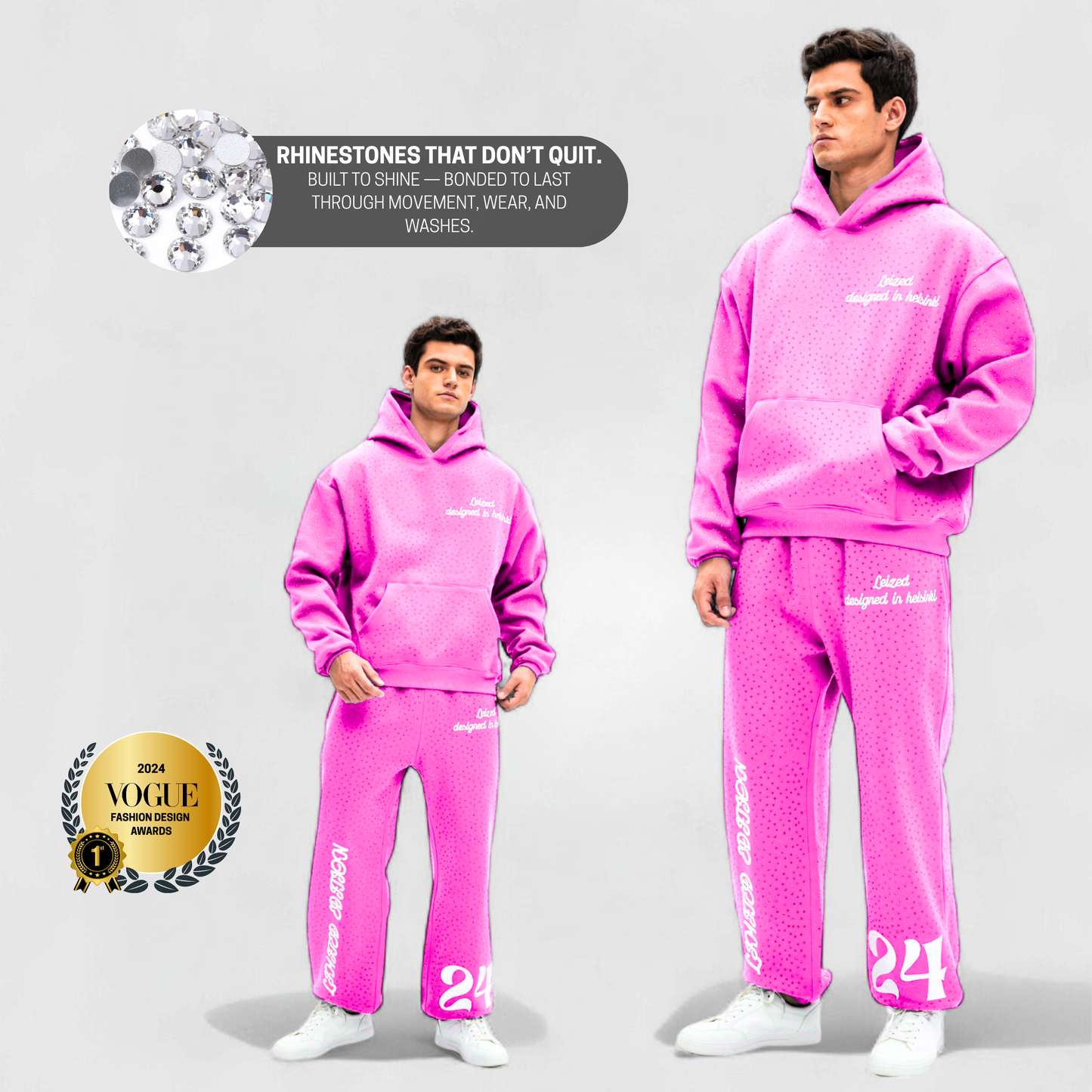 TIMELESS RHINESTONE HOODIE - PINK