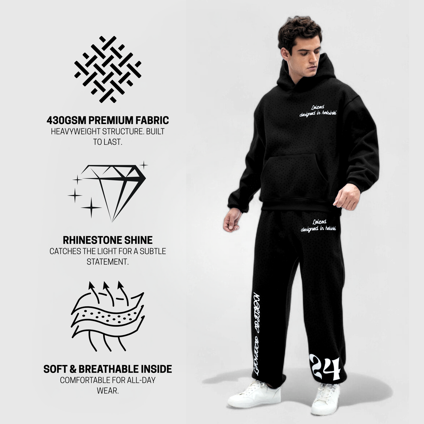 TIMELESS RHINESTONE JOGGER - BLACK