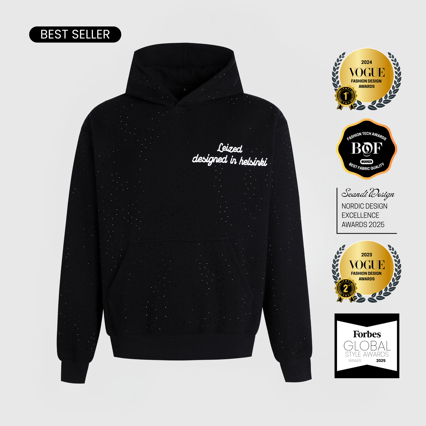 TIMELESS RHINESTONE HOODIE - BLACK