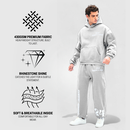 TIMELESS RHINESTONE HOODIE - GREY