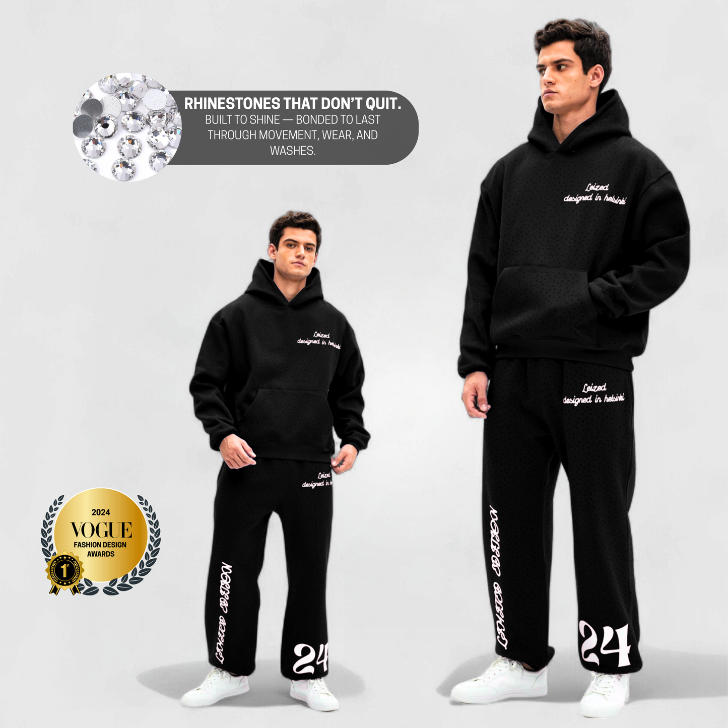 TIMELESS RHINESTONE JOGGER - BLACK