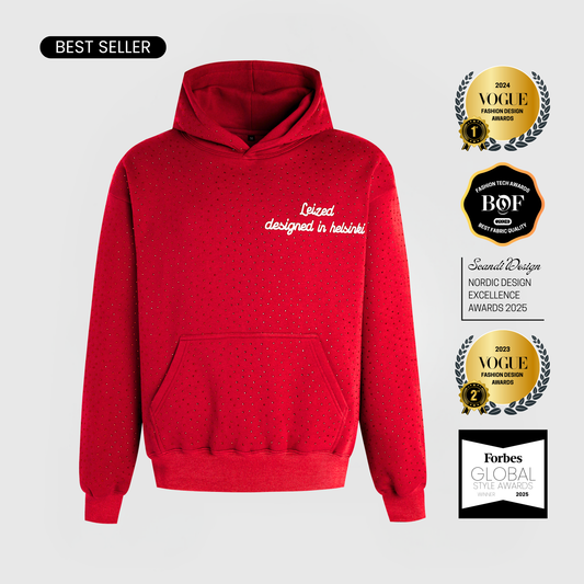 TIMELESS RHINESTONE HOODIE - RED